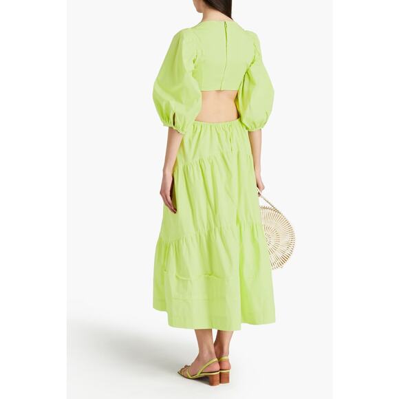 Nicholas Cotton Poplin Green Balloon Sleeve Midi Dress - Picture 3 of 9
